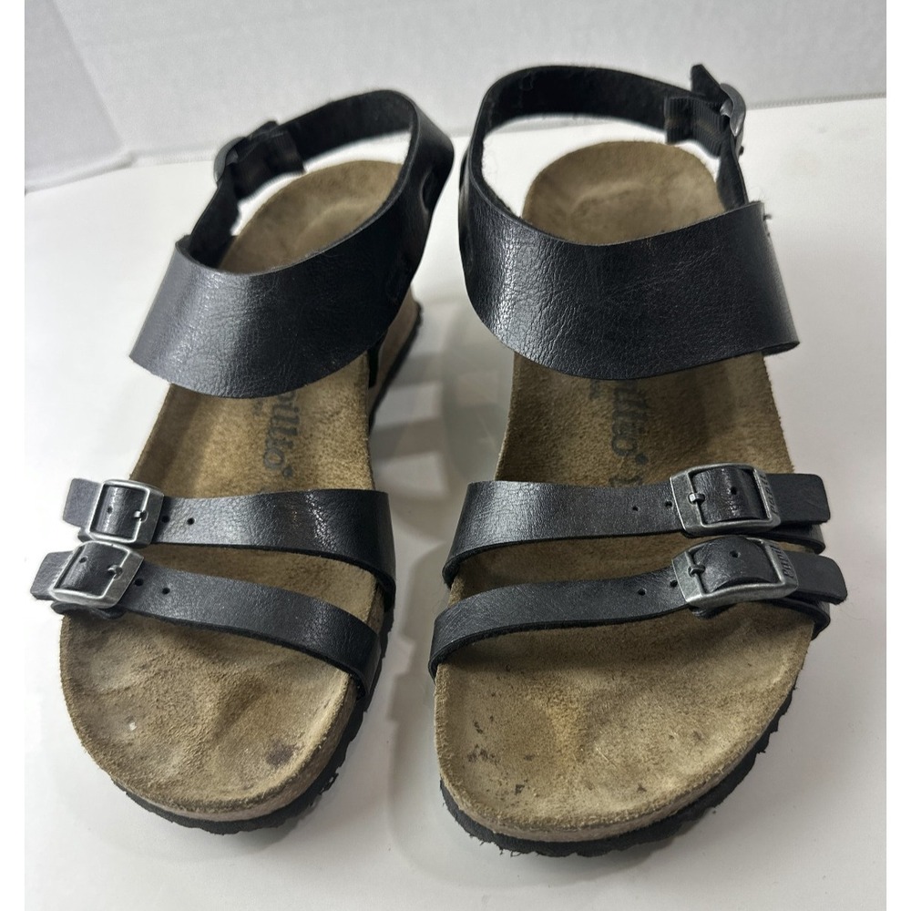 Birkenstock Papillio Ellen Wedge Sandals Women's 39 US 8 - 8.5 Black Strappy - Picture 4 of 12